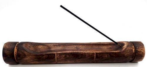 Porte-Encens Bois Flûte 31cm | Support Bâtonnets Encens Artisanal & Minimaliste