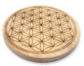 Porte-Encens Bois Fleur de Vie 10 cm – Bâtonnets & Plaque de Rechargement Minéraux