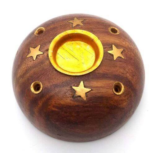 Porte-Encens Bois Rond Cônes 6cm | Support Cônes Encens Artisanal & Compact