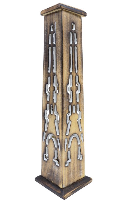 Porte-Encens Bois Tour Totem Inca 30cm | Support Bâtonnets Artisanal & Sagesse Ancestrale