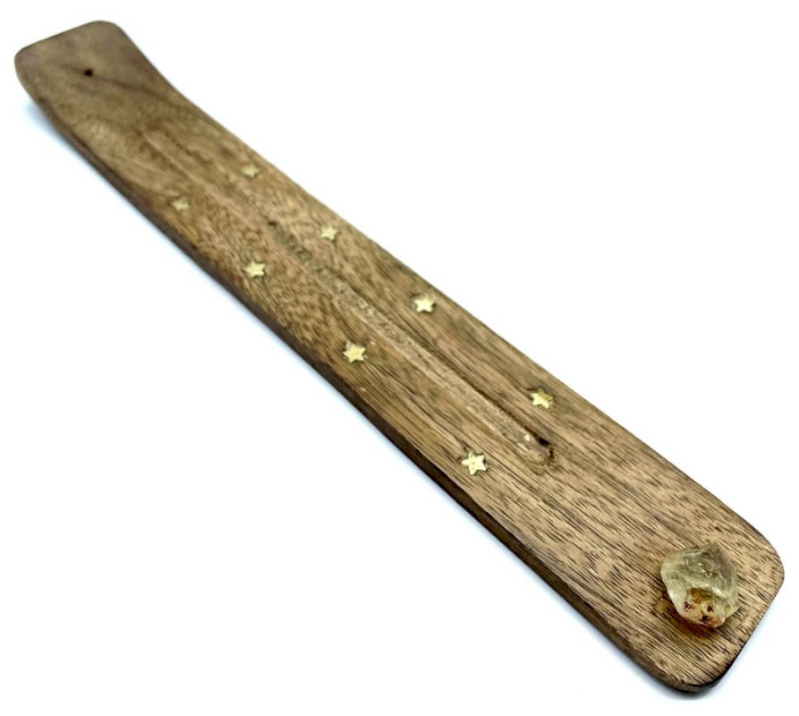 Porte-Encens Bois Ski 25cm & Citrine | Abondance & Énergie Positive