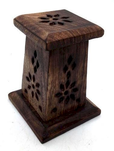 Porte-Encens Cônes Bois Mini Tour 10cm | Support Cônes Encens Artisanal & Compact