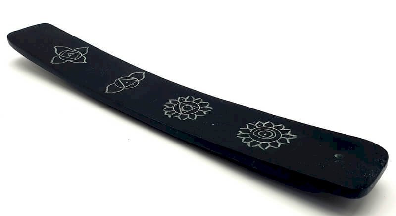 Porte-Encens Pierre Ondulé Motifs 25cm – Artisanat Indien Peint à la Main