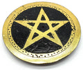 Porte-Encens Pierre Ronde Pentacle 10cm – Doré ou Argenté – Artisanat Indien