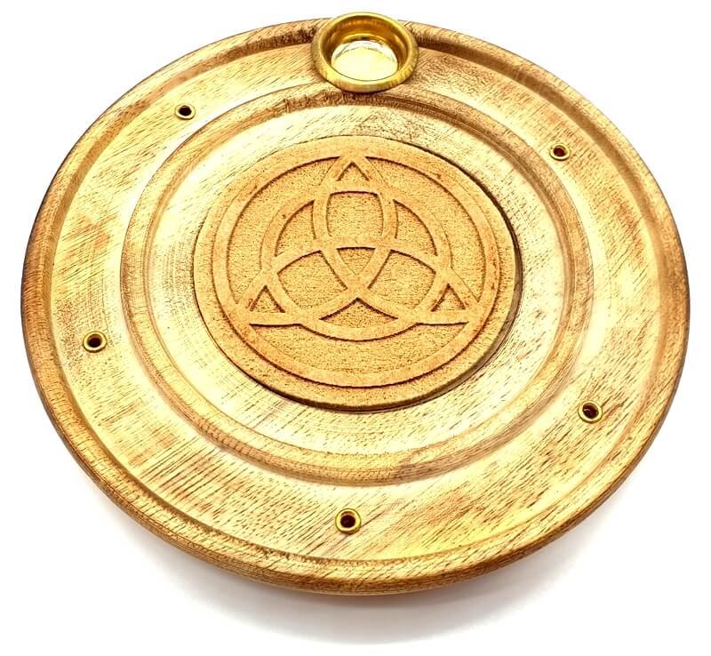 Porte-Encens Rond en Bois Triskell – Bâtonnets & Cônes 10 cm