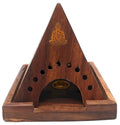 Porte-Encens Bois Pyramide Bouddha 10cm | Support Bâtonnets Artisanal & Éveil Sacré