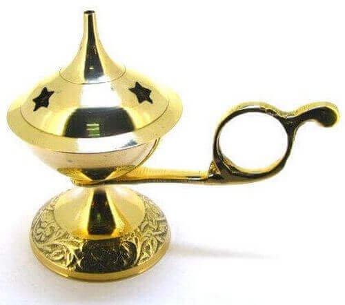 Brûleur de Résine Laiton Étoiles Doré avec Anse 8cm | Encensoir Rituel Luxe