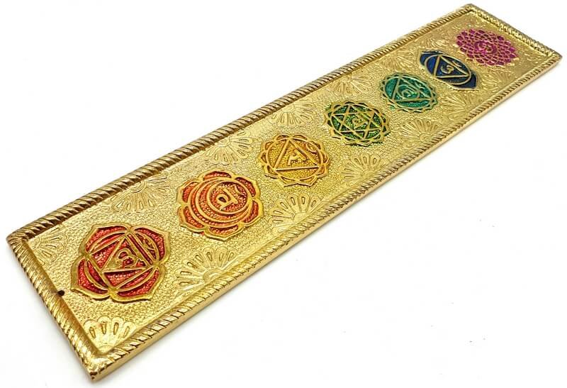 Porte-Encens Métal 7 Chakras Or 28cm | Équilibre Énergétique & Luxe Spirituel