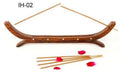 Porte-Encens Bois Double Pirogue 36cm | Support 2 Bâtonnets Artisanal & Original