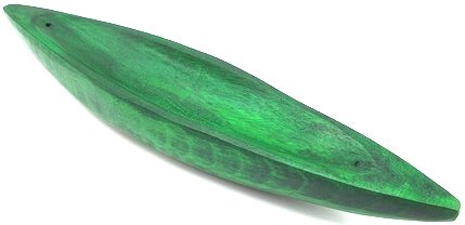 Porte-Encens Pirogue Vert 25cm | Support Bâtonnets Artisanal & Énergie Naturelle