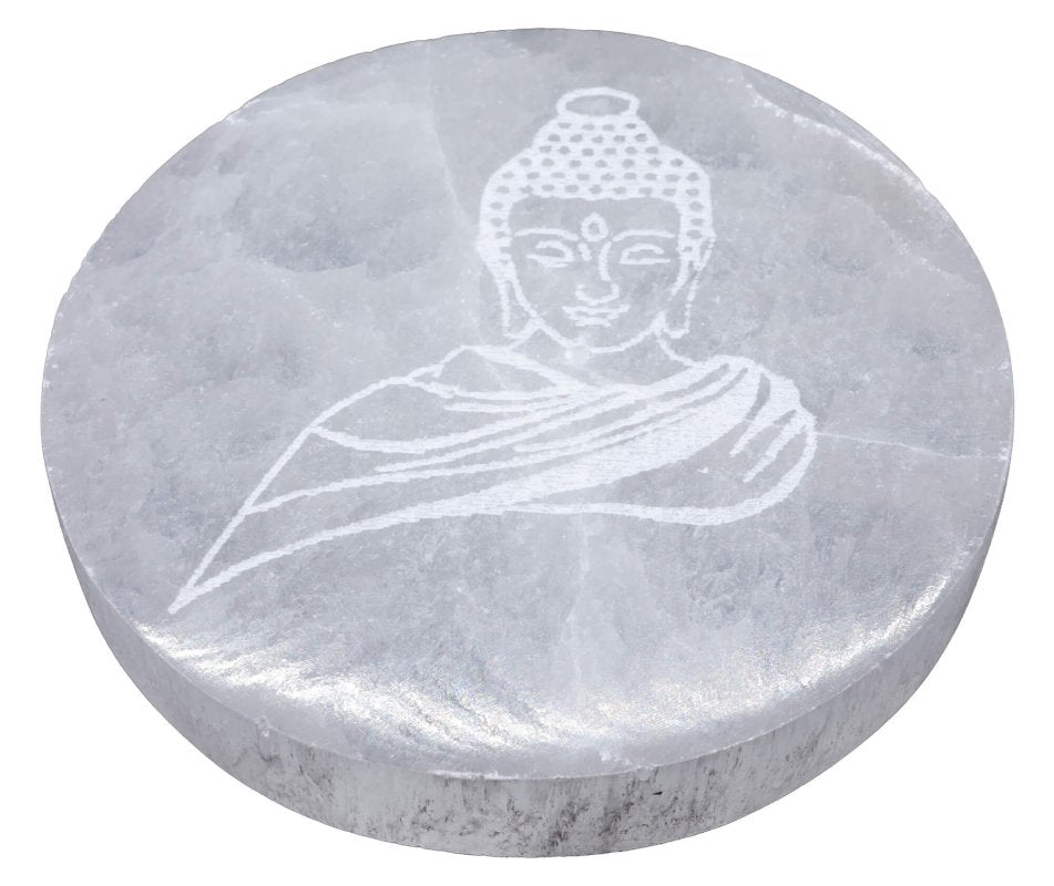 Porte-Encens Sélénite Bouddha 10cm – Pierre Cristal Sagesse & Paix