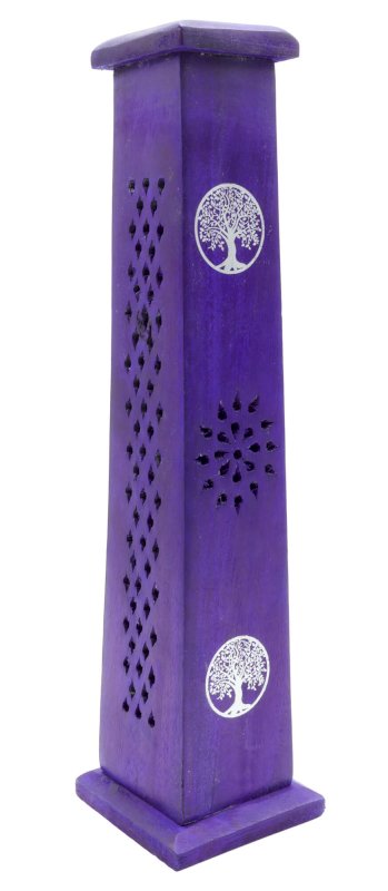 Porte-Encens Tour Arbre de Vie en Bois Sculpté – Symbole Sacré 30 cm