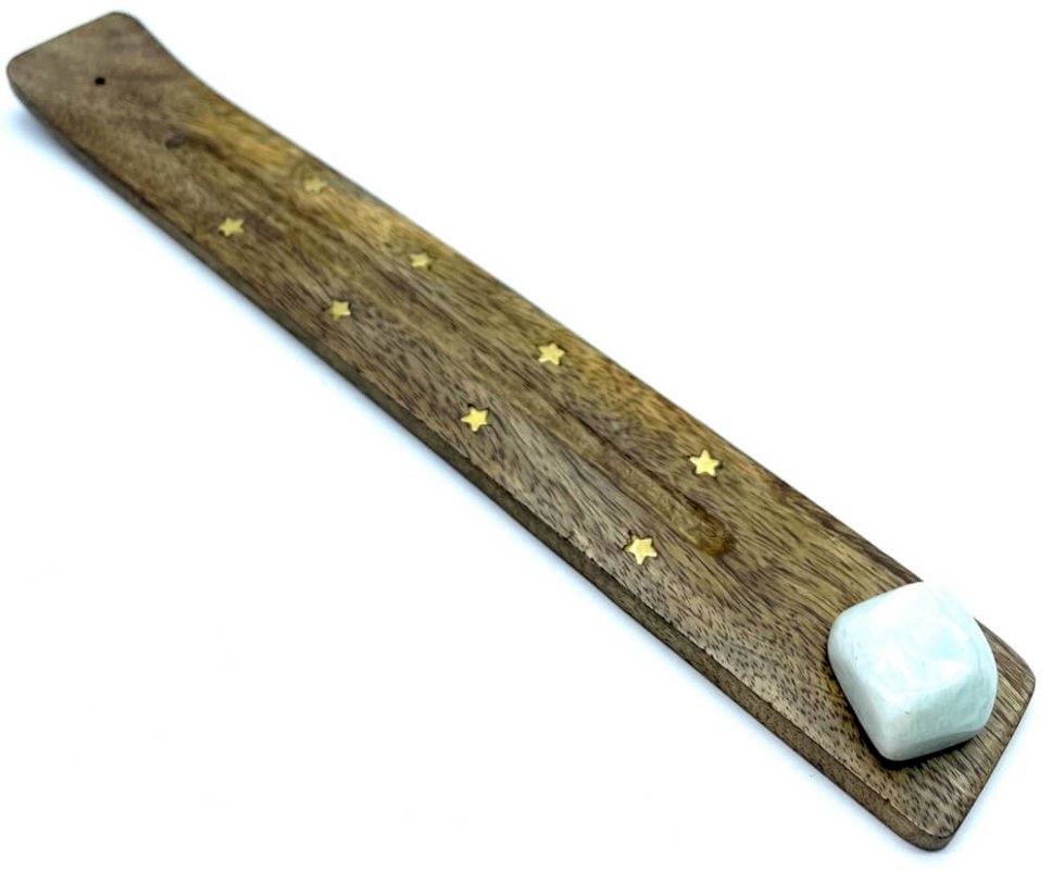 Porte-Encens Ski Bois & Amazonite Percée – Bâtonnets d’Encens 25 cm