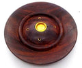 Porte-Encens Bois Rond 13cm | Motif Aléatoire Fleurs ou Uni — Support Cônes & Bâtonnets