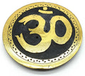 Porte-Encens Pierre Ronde OM Doré 10cm – Artisanat Indien Fait Main