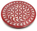 Porte-Encens Pierre Ronde Fleur de Vie Rouge 10cm | Passion, Vitalité & Géométrie Sacrée
