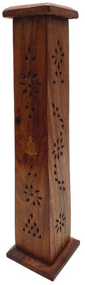 Porte-Encens Bois Tour Bouddha 30cm | Support Bâtons & Cônes Artisanal & Éveil Sacré
