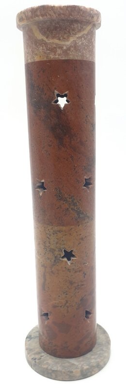 Porte-Encens Pierre Tour Antique & Étoiles 27cm – Artisanat Indien Fait Main