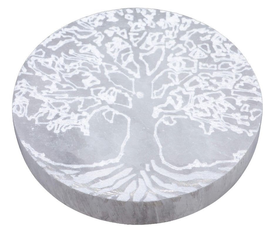 Porte-Encens Sélénite Arbre de Vie 10cm – Pierre Naturelle Peinte à la Main