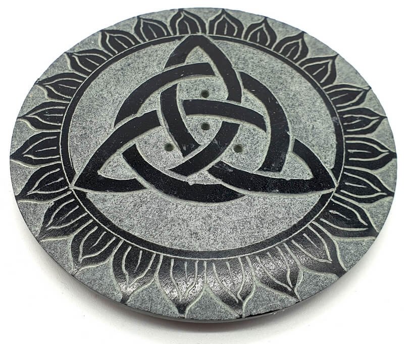 Porte-Encens Pierre Ronde Trinité 10cm | Trilogie Sacrée & Équilibre Spirituel