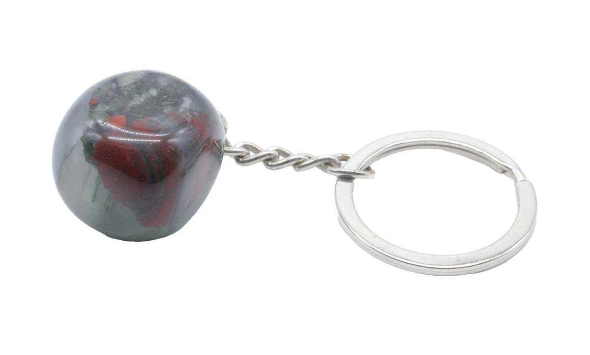* Porte-Clés Jaspe Héliotrope Africaine roulée 3cm