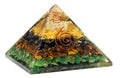 Pyramide Orgonite ‘Santé & Protection’ 6cm – Aventurine Verte, Œil de Tigre & Fleur de Vie