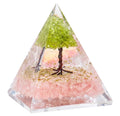 Pyramide Orgonite ‘Stabilité & Amour’ 8cm – Quartz Rose & Péridot