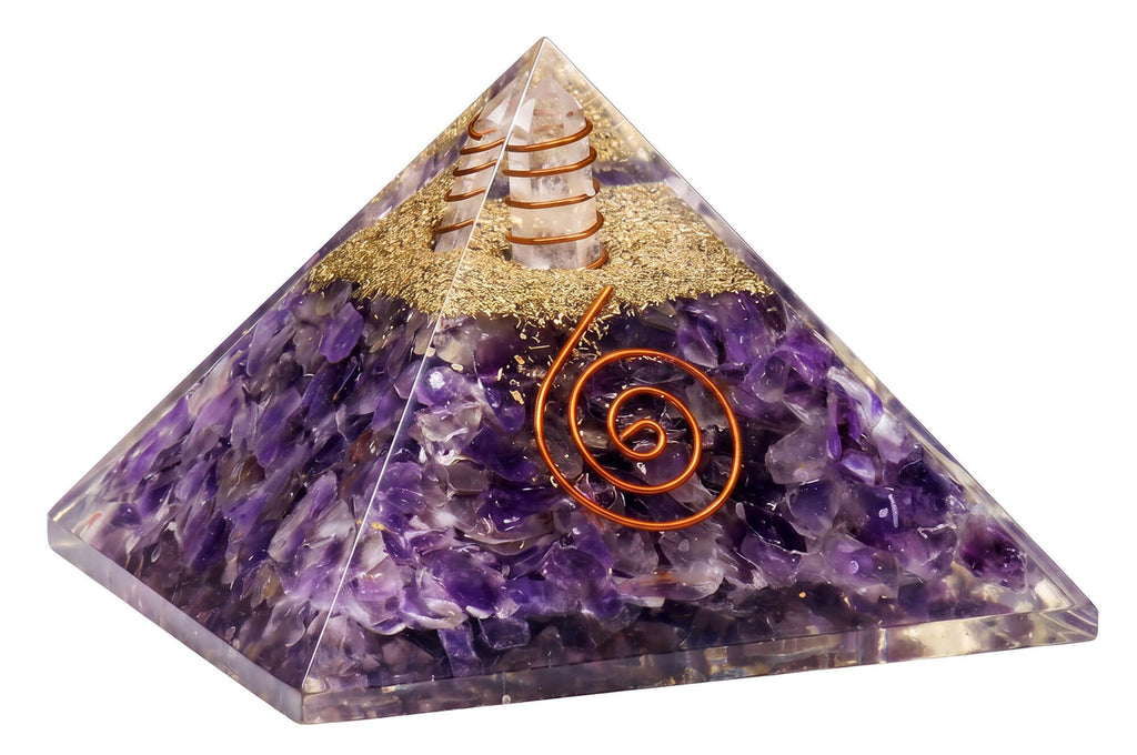Pyramide Orgonite ‘Anti-Stress & Lâcher-Prise’ 6cm – Améthyste