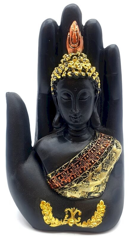 ✨ Statue Bouddha sur Main Résine 18 cm – Protection, Éveil & Harmonie Spirituelle