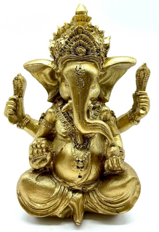 Statue Ganesh Dorée en Résine 13 cm – Décoration Hindoue Prospérité & Chance