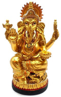 ✨ Statue Ganesh Doré sur Socle Résine 18 cm – Prospérité, Abondance & Présence Divine