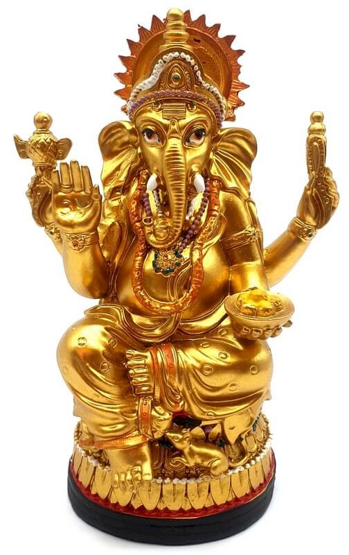 ✨ Statue Ganesh Doré sur Socle Résine 18 cm – Prospérité, Abondance & Présence Divine