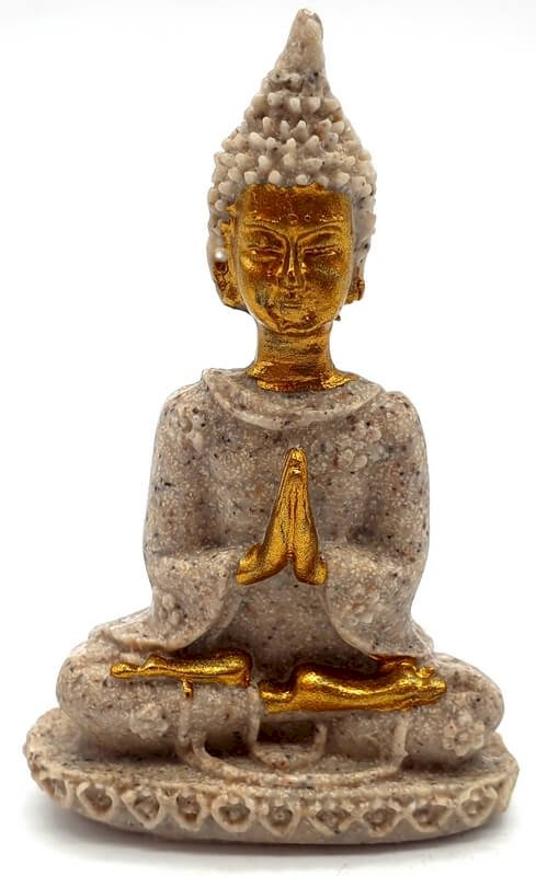 Statue Bouddha Thaï Grise en Résine 9 cm – Décoration Zen Minimaliste & Méditation