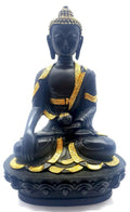 Statue Bouddha & Bol Noire en Résine 28 cm – Décoration Zen Méditation & Bien-Être