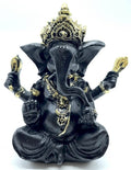 Statue Ganesh Noire en Résine 13 cm – Décoration Hindoue Porte-Bonheur