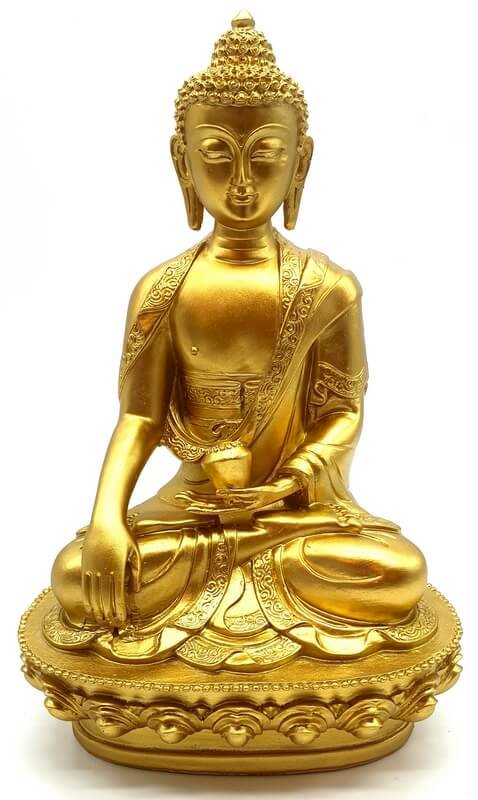 Statue Bouddha & Bol Dorée en Résine 28 cm – Décoration Zen Prospérité & Abondance