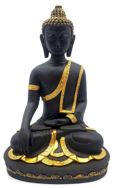 ✨ Statue Bouddha Méditation Résine Noire 28cm – Figurine Décorative Zen | Décoration Intérieure Luxe