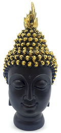 ✨ Statue Tête de Bouddha Noir Résine 15 cm – Mystère, Éveil & Décoration Zen Contemporaine