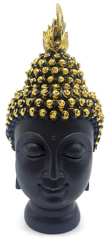 ✨ Statue Tête de Bouddha Noir Résine 15 cm – Mystère, Éveil & Décoration Zen Contemporaine