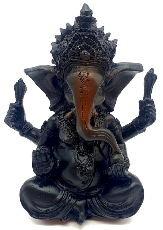 Statue Ganesh Antique en Résine 13 cm – Décoration Hindoue Porte-Bonheur