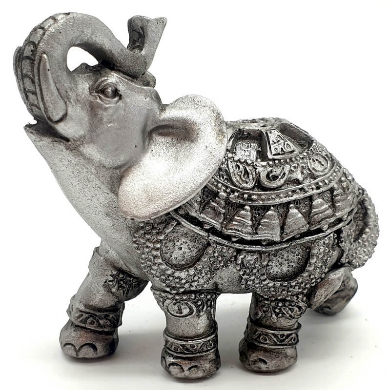 ✨ Statue Éléphant Résine Argentée 10cm – Figurine Décorative Porte-Bonheur | Décoration Intérieure Luxe