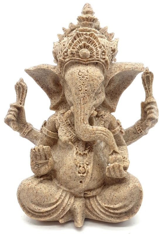 Statue Ganesh Grise en Résine 13 cm – Décoration Hindoue Équilibre & Sagesse