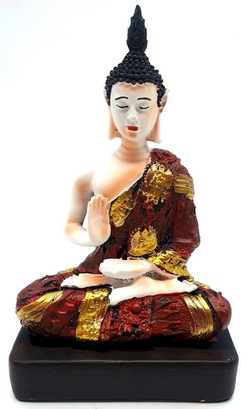 Statue Bouddha Thaï Rouge en Résine 18 cm – Décoration Zen Énergie & Protection