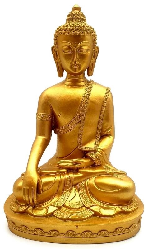 ✨ Statue Bouddha Méditation Résine Dorée 28cm – Figurine Décorative Zen | Décoration Luxe Porte-Bonheur