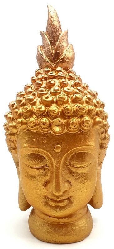 ✨ Tête de Bouddha Résine Dorée 28cm – Statue Décorative Zen Luxe | Sculpture Porte-Bonheur