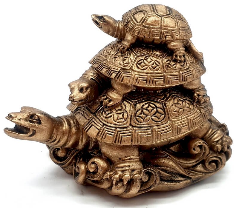 ✨ Statue Tortues de la Prospérité Résine Bronze 8cm – Figurine Décorative Feng Shui | Porte-Bonheur Maison