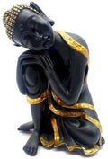 Statue Bouddha Penseur Noire en Résine 28 cm – Décoration Zen Sagesse & Méditation