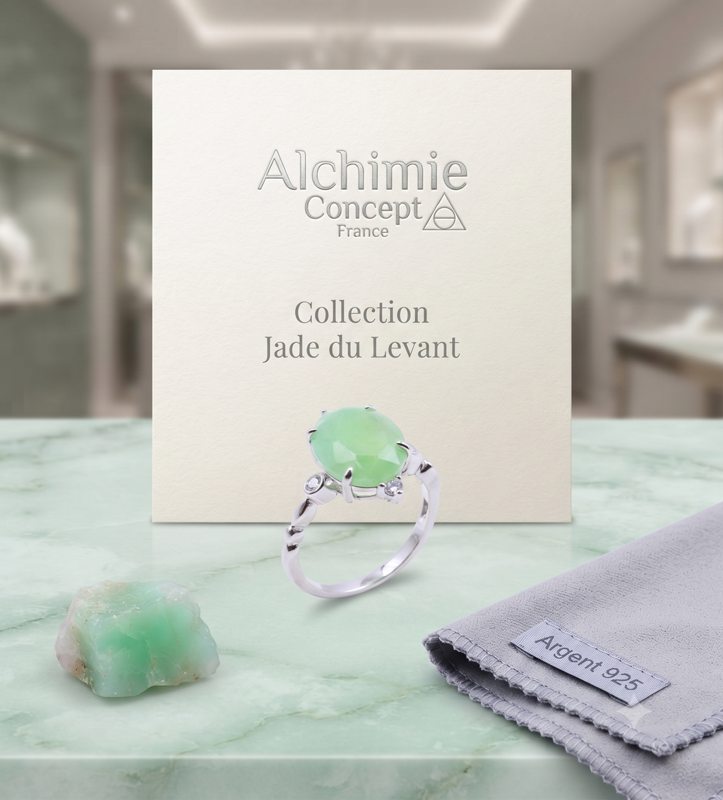 ✨ Bague Argent 925 Certifié Poinçon – Jade Vert Ovale Impérial | Taille Réglable