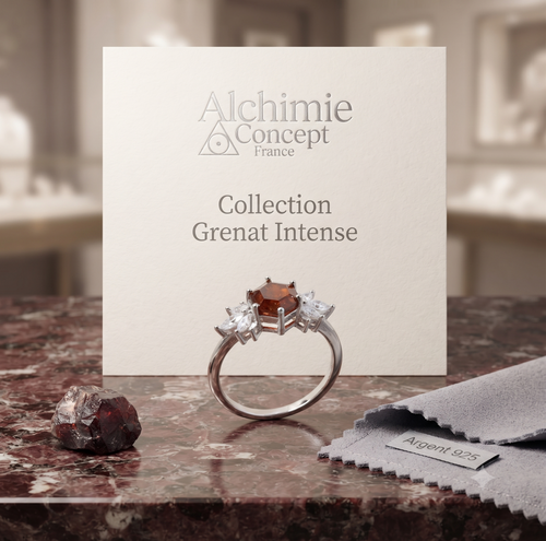 * Bague Argent 925 'Flocon d'Argent' ✦ Grenat Naturel Rouge ✦ Taille Réglable – Poinçon 925