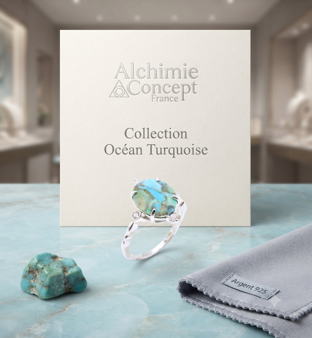 ✨ Bague Argent 925 Turquoise Ovale Impérial – Pièce Unique | Poinçon Garanti